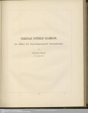 Christian Gotthilf Salzmann, der Stifter der Erziehungsanstalt Schnepfenthal