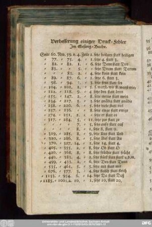 Verbesserung einiger Druck-Fehler Im Gesang-Buche.