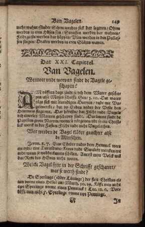 Dat XXI. Capittel. Van Vagelen.