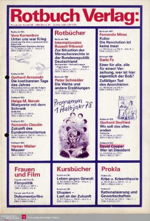 Programmvorschau Rotbuch Frühjahr 1978