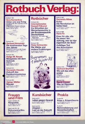 Programmvorschau Rotbuch Frühjahr 1978
