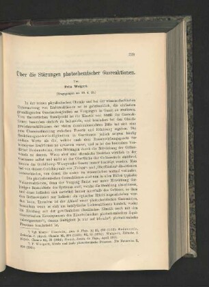 Über die Störungen photochemischer Gasreaktionen.