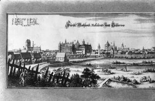 Fürstlich Mecklenburgische Residenzstadt Güstrow : Fürstlich Mecklenburgische Residenzstadt Güstrow. Kupferstich (1653; M. Merian der Jüngere). Teilansicht