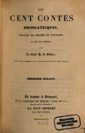 Les cent contes droslaticques [!], 1