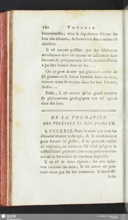 De la formation des végétaux et des animaux