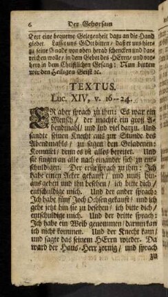6-7, Textus. Luc. XIV, v. 16-24.