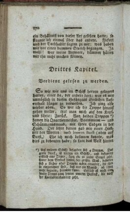 Drittes Kapitel. Verdient gelesen zu werden.
