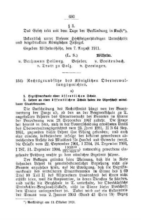 Rechtsgrundsätze des Königlichen Oberverwaltungsgerichtes : [D. Öffentliches Volksschulwesen]