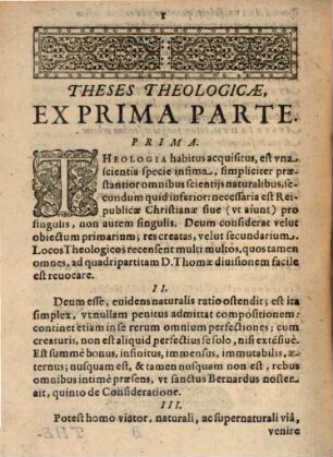 Theses theologicae ex omnibus partibus Summae Sancti Thomae Aquinatis