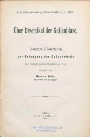 Über Divertikel der Gallenblase