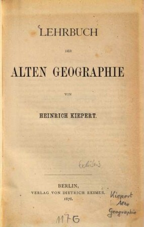 Lehrbuch der alten Geographie