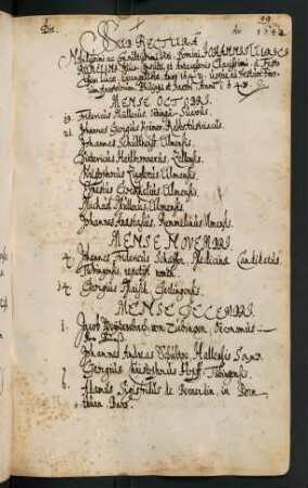 Winterhalbjahr 1642/1643. Rektorat Johann Ulrich Rümelin der Ältere