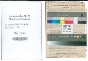 Entnazifizierung Peter Reif , geb. 04.03.1903 (Baecker)