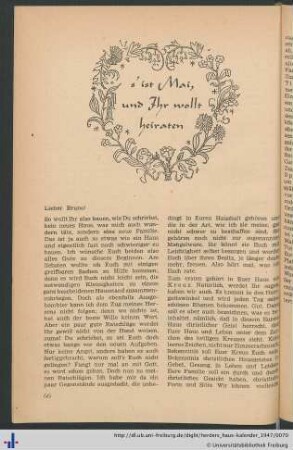 s’ ist Mai, und Ihr wollt heiraten.