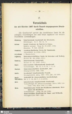 F. Eingegangene Druckschriften