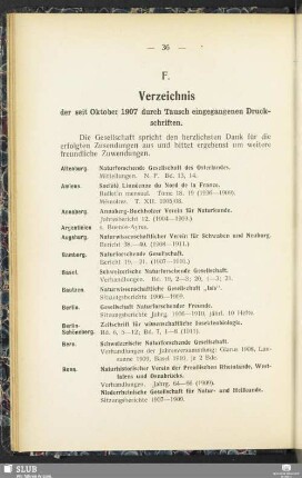 F. Eingegangene Druckschriften