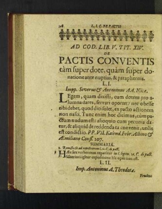 Ad Cod. LIB. V. TIT. XIV. De Pactis Conventis tàm super ...