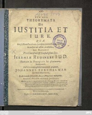 Theoremata De Iustitia Et Iure