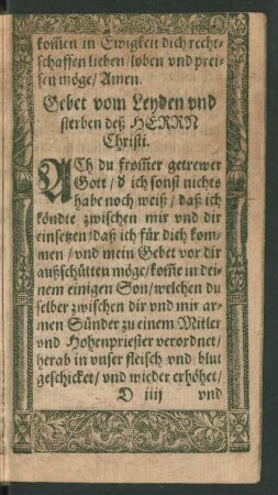 Gebet vom Leyden und sterben deß Herrn Christi.
