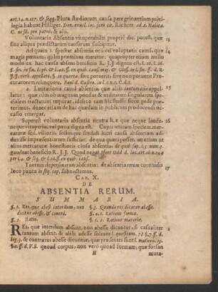 Cap. X. De Absentia Rerum.