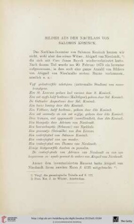 Bilder aus dem Nachlass von Salomon Koninck