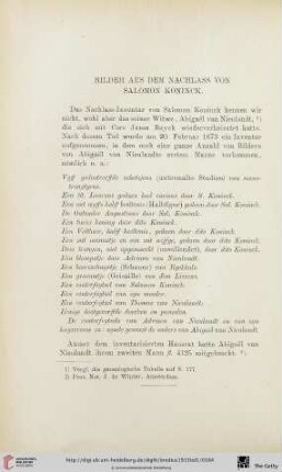 Bilder aus dem Nachlass von Salomon Koninck