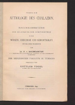 Ueber die Aetiologie des Chalazion