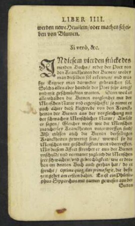 In diesem vierden stücke des vierden Buchs/ redet der Poet von den Kranckheiten der Bienen ...