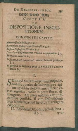 Caput VII. De Dispositione Inscriptionum.