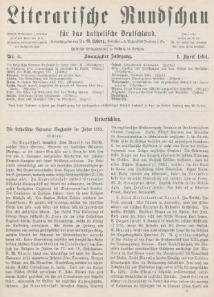 105-110 Die katholische Literatur Englands im Jahres 1893