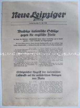 Extrablatt der "Neuen Leipziger Zeitung" über italienische Angriffe auf britische Schiffe