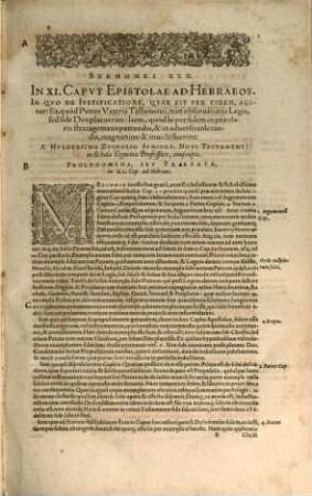 Sermones triginta in undecimum caput epistolae ad Hebraeos de iustificatione per fidem