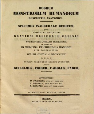 Duorum monstrorum humanorum descriptio anatomica : specimen inaugurale medicum ; accedunt duae tabulae aeneae