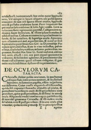De Oculorum Cataracta.