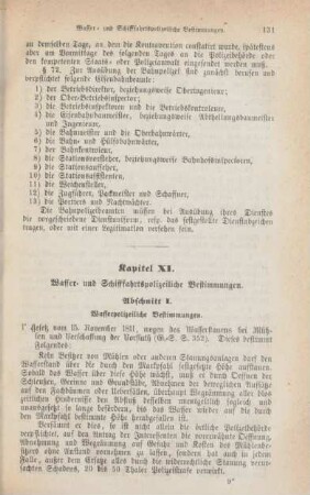 Kapitel XI. Wasser- und Schifffahrtspolizeiliche Bestimmungen