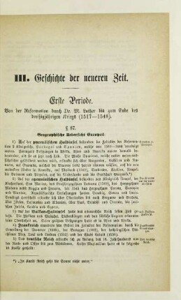 III. Geschichte der neueren Zeit