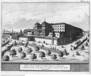 Les delices de l'Italie ... 6 Bände., 4. Band, 2. Falttafel vor Seite 3: Palais de la Vigne de Monte Dragone à Frascati