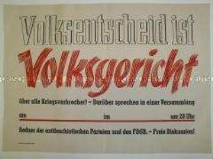 Blanko-Maueranschlag für die Einberufung von Veranstaltungen zum Volksentscheid in Sachsen