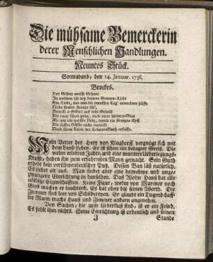Neuntes Stück. Sonnabend, den 14. Januar. 1736.