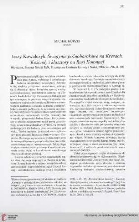 70: [Rezension von: Jerzy Kowalczyk, Świątynie późnobarokowe na Kresach]