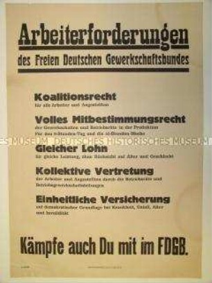 Maueranschlag mit Losungen des FDGB