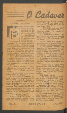O cadáver misterioso : (Aventuras de Nick Carter). (Continúa)