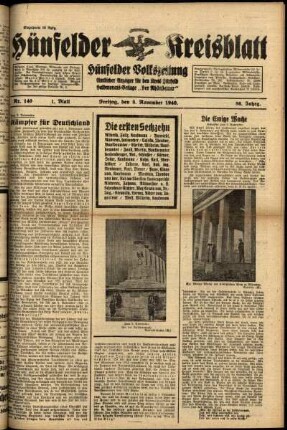 Erste Ausgabe vom Freitag, den 08. November 1940.