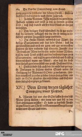 XIV.) Vom Creutz wegen täglicher Creutzigung seines Fleisches.