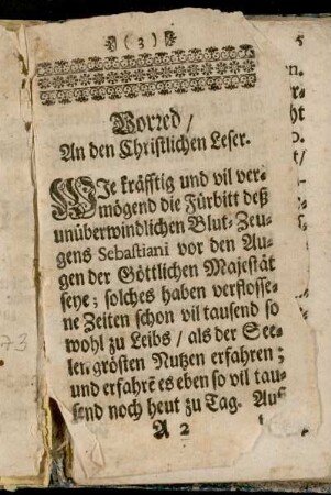 Vorred/ An den Christlichen Leser.