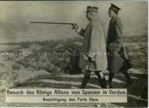 General Pétain und der spanische König Alfons XIII. in Verdun