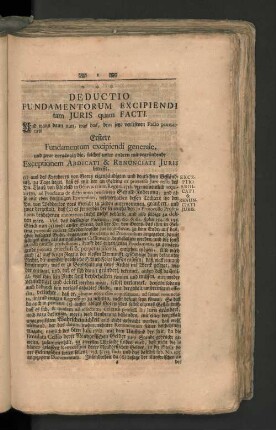 Deductio fundamentorum excipiendi tam juris quam facti.