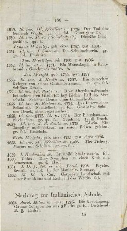 Nachtrag zur Italiänischen Schule
