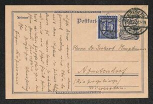 Brief von Eugen Kühnemann an Gerhart Hauptmann