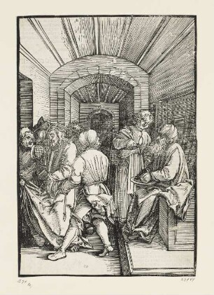Handwaschung des Pilatus, aus: Ulrich Pinder, Speculum passionis domini nostri Jesu christi, Nürnberg 1519, S. XLII